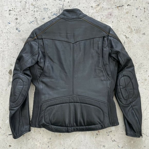 Vintage 80s Esprit Black Leather Cafe Racer Jacket Mens S - Picture 2 of 4
